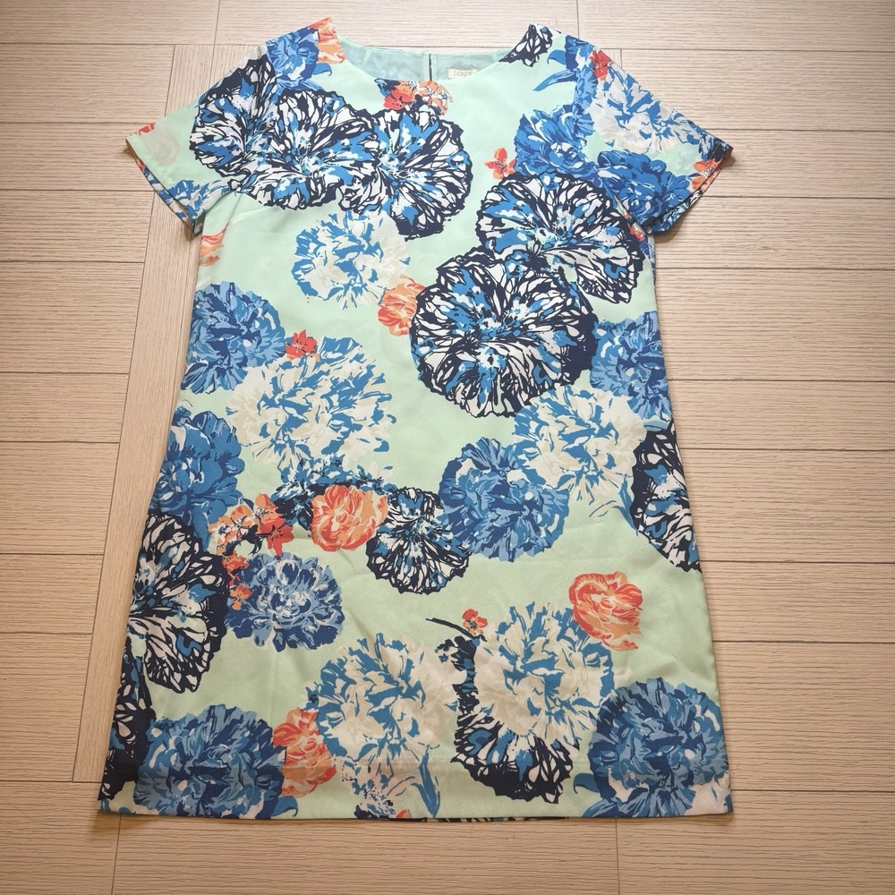 J.Crew Factory Womens Short Sleeve Floral Gallery Lined Dress Size 12. Poly
